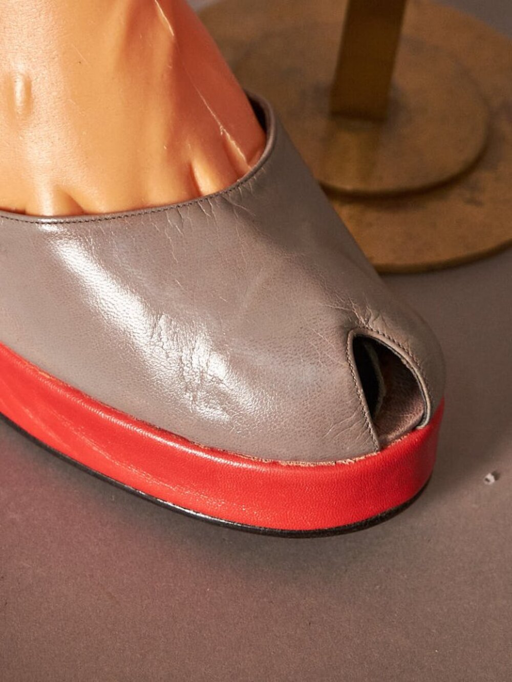 1970s Red and Gray Mod Platforms Vintage Deadstock